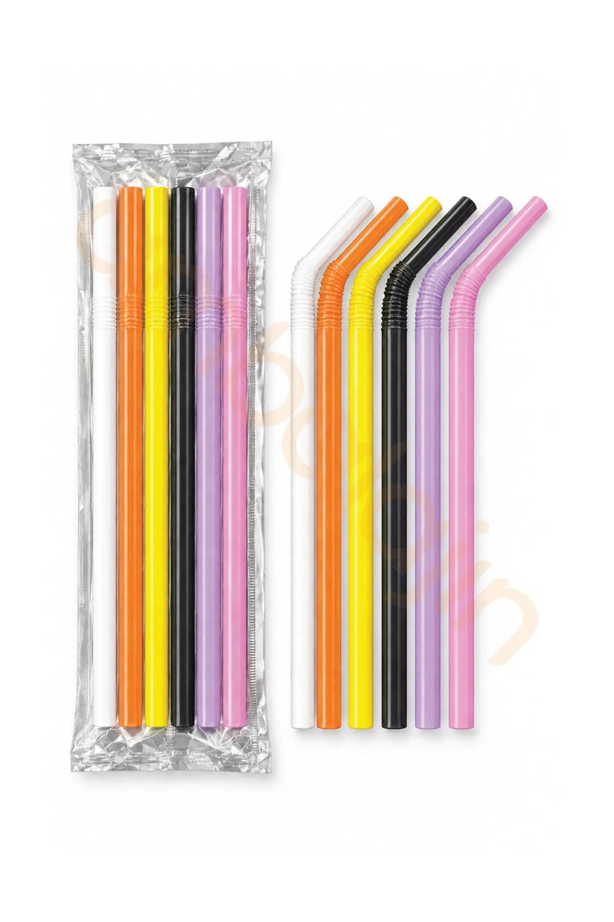 Jelatinli Renkli Körüklü Pipet 24cm x 8mm